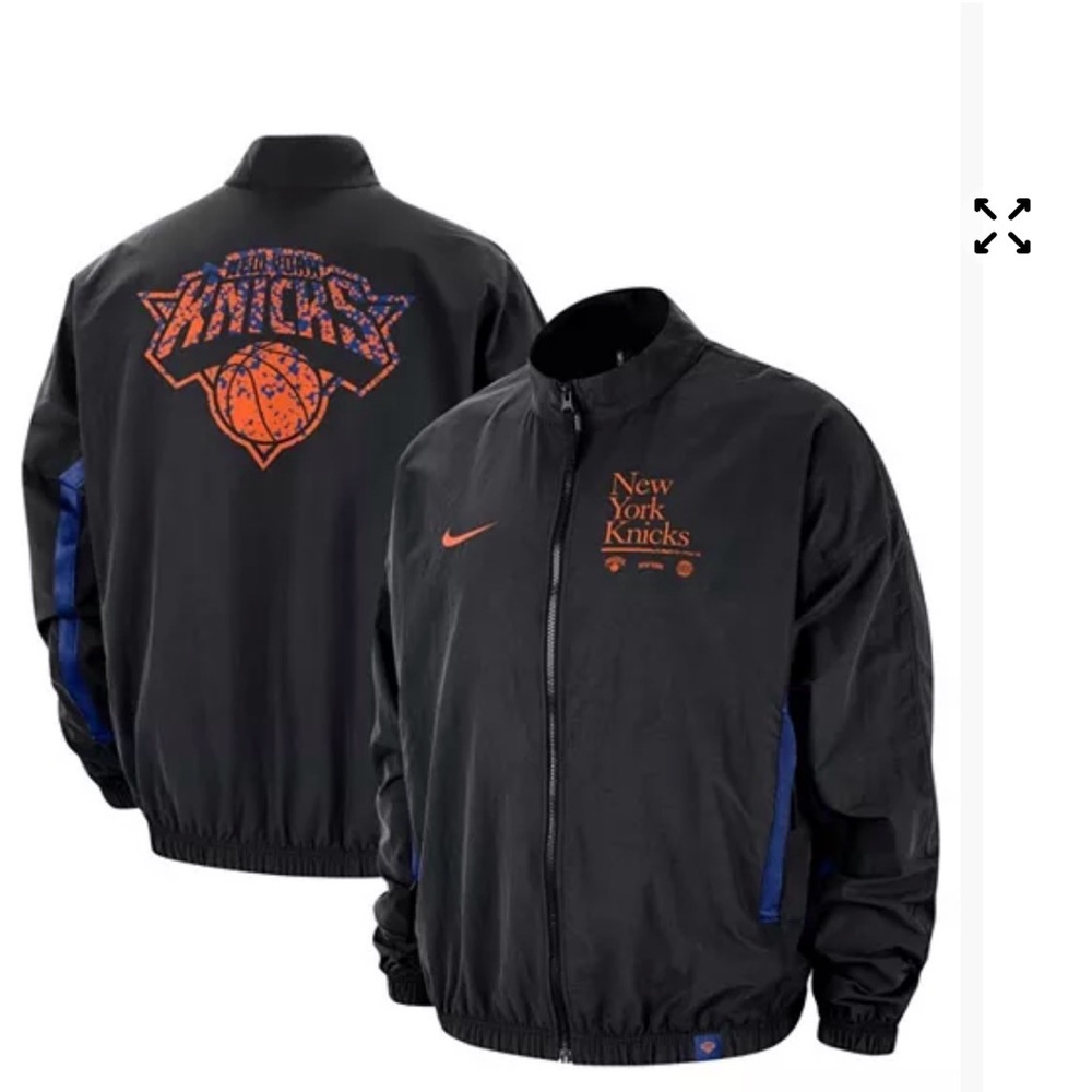 Nike Men’s Black New York Knicks Windbreaker with Orange & Blue Accents
